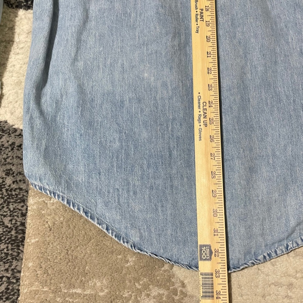 VTG Gap Denim Shirt Button Down Men XL Blue Distressed Pocket Cotton Made in USA - Picture 6 of 15